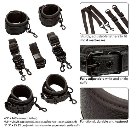 CALEXOTICS - NOCTURNAL CINGHIE PER LETTO IN PELLE REGOLABILI NERE - CALEXOTICS | Lingerie Harness Boutique