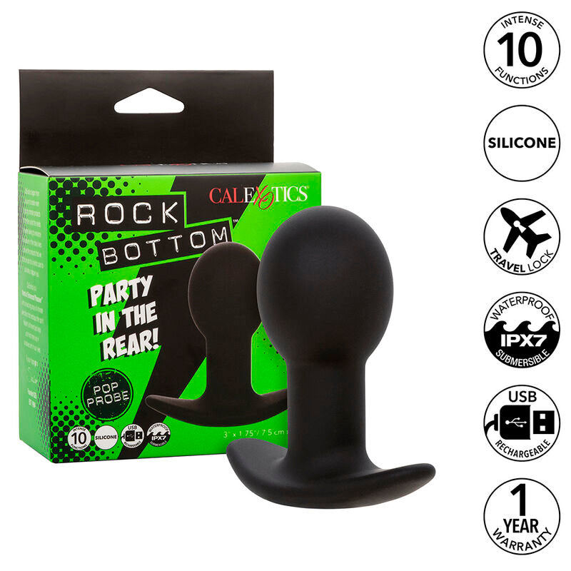CALEXOTICS - ROCK BOTTOM ANAL PLUG 10 VIBRAZIONI SILICONE NERO - CALEXOTICS | Lingerie Harness Boutique