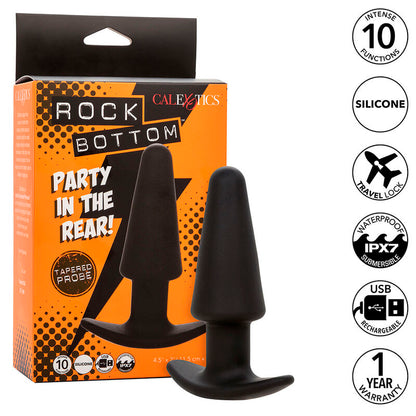 CALEXOTICS - ROCK BOTTOM TAPPO ANALE CONICO 10 VIBRAZIONI SILICONE NERO - CALEXOTICS | Lingerie Harness Boutique