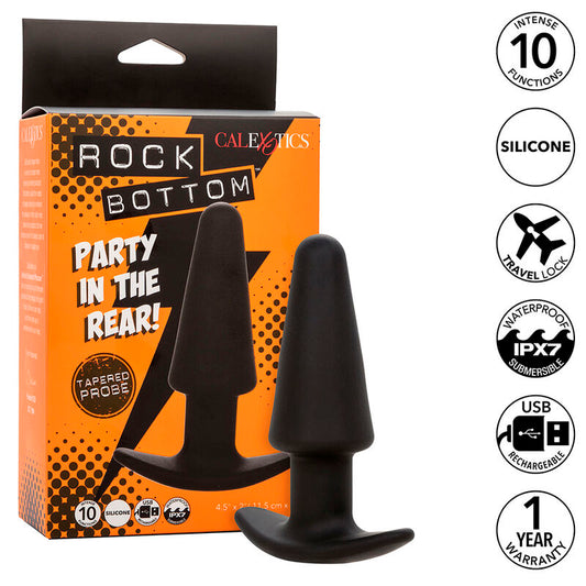 CALEXOTICS - ROCK BOTTOM TAPPO ANALE CONICO 10 VIBRAZIONI SILICONE NERO - CALEXOTICS | Lingerie Harness Boutique