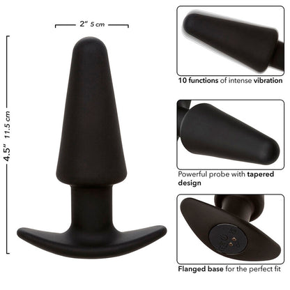 CALEXOTICS - ROCK BOTTOM TAPPO ANALE CONICO 10 VIBRAZIONI SILICONE NERO - CALEXOTICS | Lingerie Harness Boutique