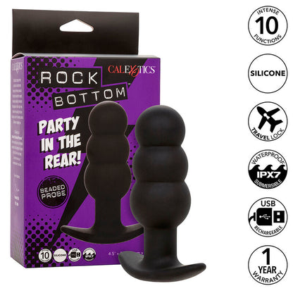CALEXOTICS - ROCK BOTTOM PERLINE TAPPO ANALE 10 VIBRAZIONI SILICONE NERO - CALEXOTICS | Lingerie Harness Boutique