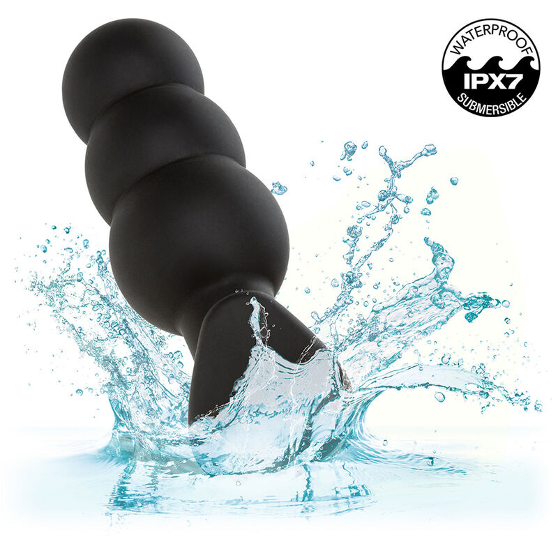 CALEXOTICS - ROCK BOTTOM PERLINE TAPPO ANALE 10 VIBRAZIONI SILICONE NERO - CALEXOTICS | Lingerie Harness Boutique