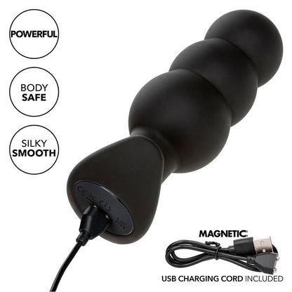 CALEXOTICS - ROCK BOTTOM PERLINE TAPPO ANALE 10 VIBRAZIONI SILICONE NERO - CALEXOTICS | Lingerie Harness Boutique
