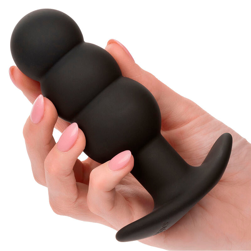 CALEXOTICS - ROCK BOTTOM PERLINE TAPPO ANALE 10 VIBRAZIONI SILICONE NERO - CALEXOTICS | Lingerie Harness Boutique
