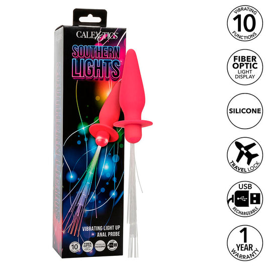 CALEXOTICS - SOUTHERN LIGHTS LIGHT UP PLUG ANALE 10 VIBRAZIONI SILICONE ROSA - CALEXOTICS | Lingerie Harness Boutique