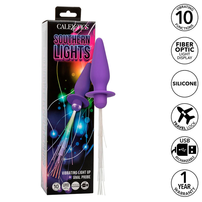 CALEXOTICS - SOUTHERN LIGHTS LIGHT UP PLUG ANALE 10 VIBRAZIONI SILICONE VIOLA - CALEXOTICS | Lingerie Harness Boutique