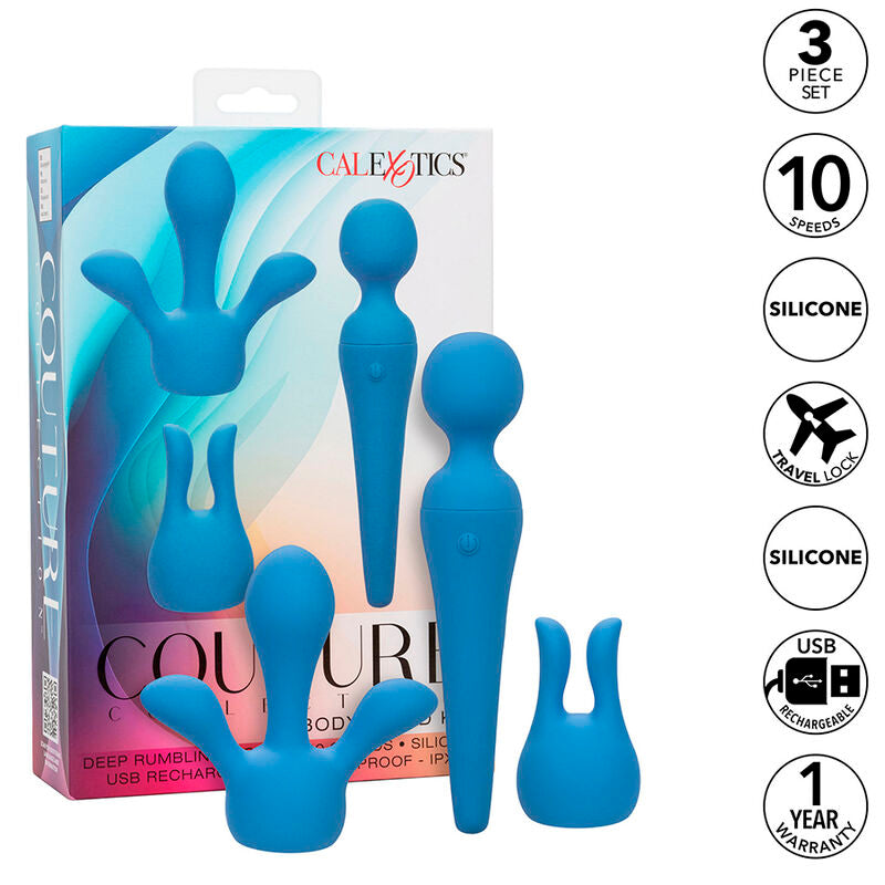 CALEXOTICS - COUTURE KIT VIBRATORE WAND 10 VIBRAZIONI BLU - CALEXOTICS | Lingerie Harness Boutique