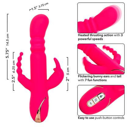 CALEXOTICS - JACK FANTASY VIBRATORE TRIPLO RISCALDATO ROSA CONIGLIO - CALEXOTICS | Lingerie Harness Boutique