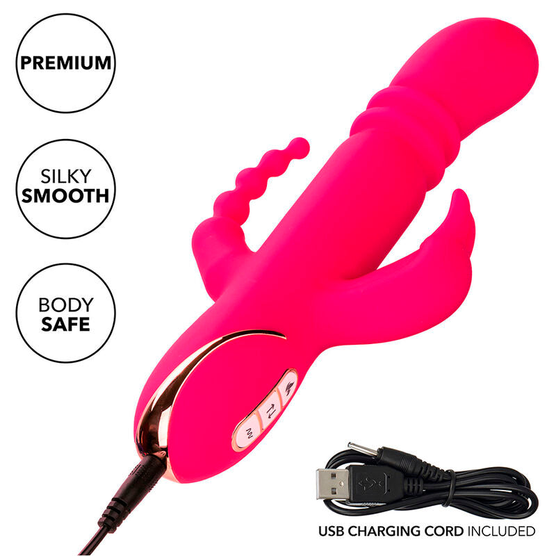 CALEXOTICS - JACK FANTASY VIBRATORE TRIPLO RISCALDATO ROSA CONIGLIO - CALEXOTICS | Lingerie Harness Boutique