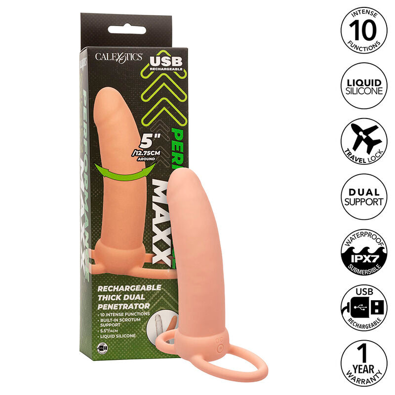 CALEXOTICS - MAXX THICK DUAL PENETRATOR 10 VIBRAZIONI CARNE - CALEXOTICS | Lingerie Harness Boutique