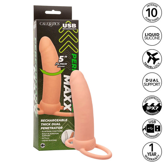 CALEXOTICS - MAXX THICK DUAL PENETRATOR 10 VIBRAZIONI CARNE - CALEXOTICS | Lingerie Harness Boutique