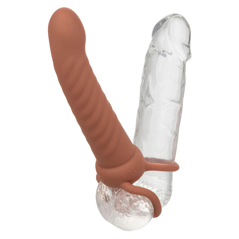 CALEXOTICS - MAXX RIBBED DUAL PENETRATOR 10 VIBRAZIONI MARRONE - CALEXOTICS | Lingerie Harness Boutique