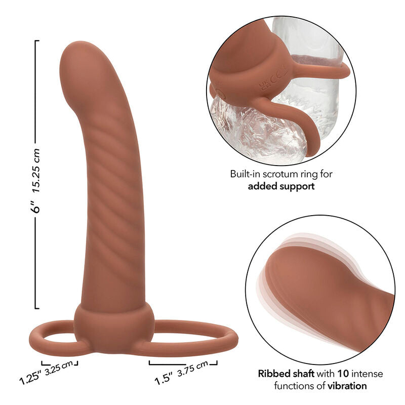 CALEXOTICS - MAXX RIBBED DUAL PENETRATOR 10 VIBRAZIONI MARRONE - CALEXOTICS | Lingerie Harness Boutique