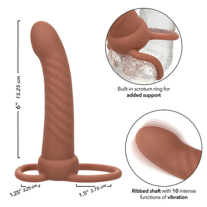 CALEXOTICS - MAXX RIBBED DUAL PENETRATOR 10 VIBRAZIONI MARRONE - CALEXOTICS | Lingerie Harness Boutique