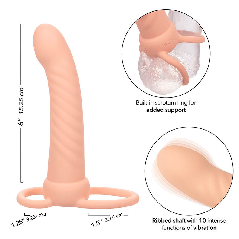 CALEXOTICS - MAXX RIBBED DUAL PENETRATOR 10 VIBRAZIONI CARNE - CALEXOTICS | Lingerie Harness Boutique