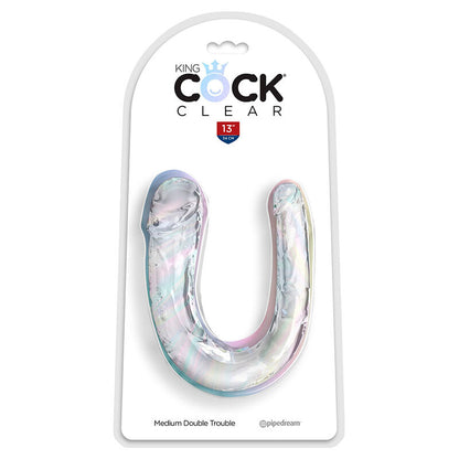 KING COCK - DOUBLE TROUBLE DOPPIO DILDO 33 CM TRASPARENTE - KING COCK | Lingerie Harness Boutique