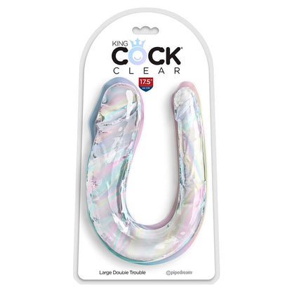 KING COCK - DOUBLE TROUBLE DOPPIO TROUBLE 44 CM TRASPARENTE - KING COCK | Lingerie Harness Boutique