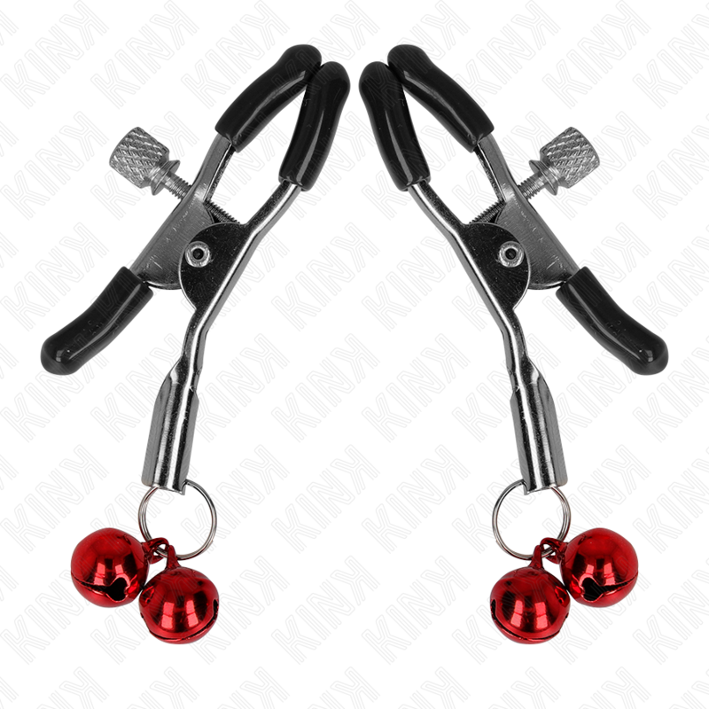 KINK - MORSETTO PER CAPEZZOLI DOPPIA CAMPANA ROSSO 6 CM - KINK COLLAR & GAG | Lingerie Harness Boutique
