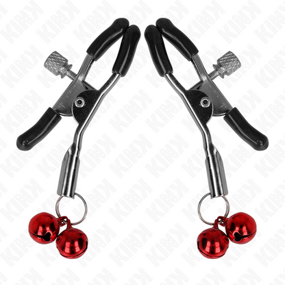 KINK - MORSETTO PER CAPEZZOLI DOPPIA CAMPANA ROSSO 6 CM - KINK COLLAR & GAG | Lingerie Harness Boutique