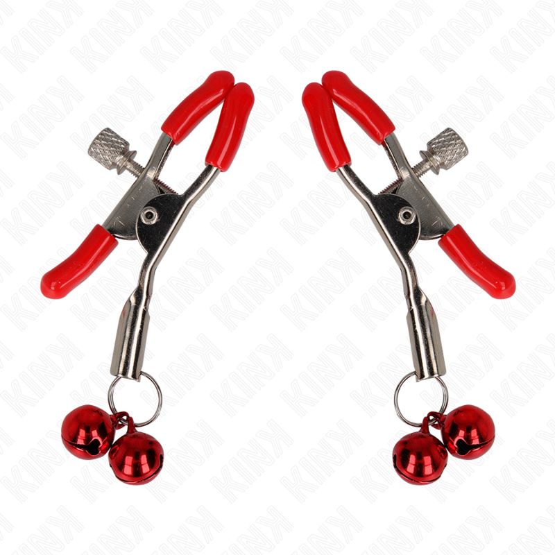 KINK - PINZA PER CAPEZZOLI DOPPIA CAMPANA ROSSA 6 CM - KINK COLLAR & GAG | Lingerie Harness Boutique