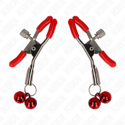 KINK - PINZA PER CAPEZZOLI DOPPIA CAMPANA ROSSA 6 CM - KINK COLLAR & GAG | Lingerie Harness Boutique