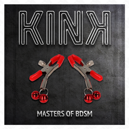 KINK - PINZA PER CAPEZZOLI DOPPIA CAMPANA ROSSA 6 CM - KINK COLLAR & GAG | Lingerie Harness Boutique