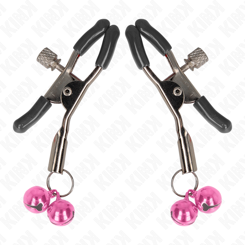 KINK - MORSETTO PER CAPEZZOLI DOPPIA CAMPANA ROSA 6 CM - KINK COLLAR & GAG | Lingerie Harness Boutique