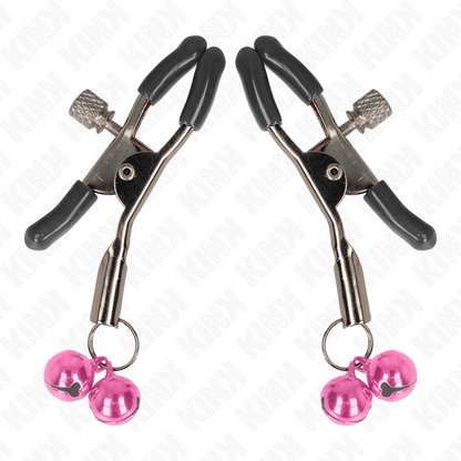 KINK - MORSETTO PER CAPEZZOLI DOPPIA CAMPANA ROSA 6 CM - KINK COLLAR & GAG | Lingerie Harness Boutique
