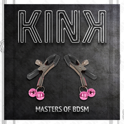 KINK - MORSETTO PER CAPEZZOLI DOPPIA CAMPANA ROSA 6 CM - KINK COLLAR & GAG | Lingerie Harness Boutique