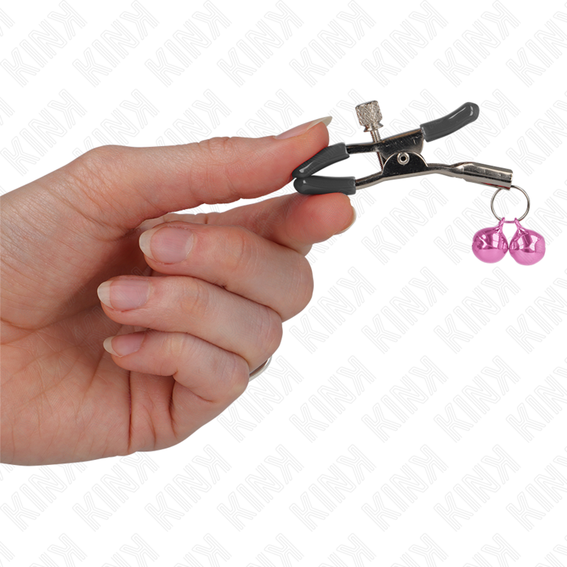 KINK - MORSETTO PER CAPEZZOLI DOPPIA CAMPANA ROSA 6 CM - KINK COLLAR & GAG | Lingerie Harness Boutique
