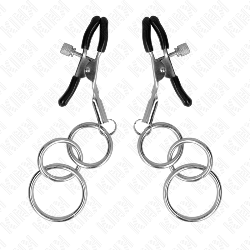 KINK - MORSETTO PER CAPEZZOLO CON 3 O-RING 6 CM - KINK COLLAR & GAG | Lingerie Harness Boutique