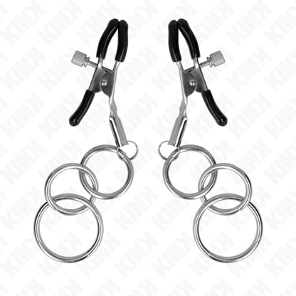 KINK - MORSETTO PER CAPEZZOLO CON 3 O-RING 6 CM - KINK COLLAR & GAG | Lingerie Harness Boutique