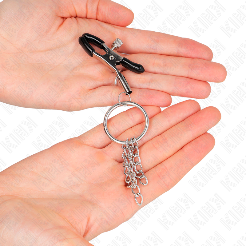 KINK - MORSETTO PER CAPEZZOLO O RING E CATENELLA ARGENTO 6 CM - Lingerie Harness Boutique | Lingerie Harness Boutique