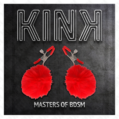 KINK - PINZA PER CAPEZZOLI CON SFERA IN ECOPELLICCIA ROSSO 6 CM - KINK COLLAR & GAG | Lingerie Harness Boutique
