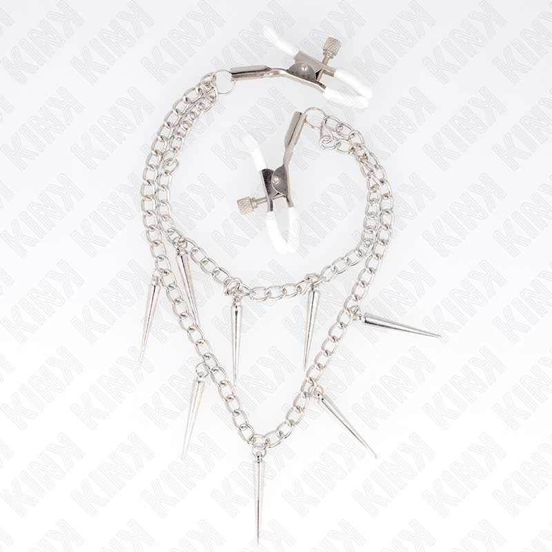 KINK - PINZE PER CAPEzzoli CON CATENE A SPUNTE 30 CM - KINK COLLAR & GAG | Lingerie Harness Boutique