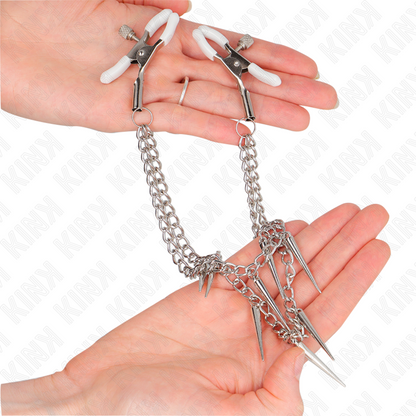 KINK - PINZE PER CAPEzzoli CON CATENE A SPUNTE 30 CM - KINK COLLAR & GAG | Lingerie Harness Boutique