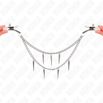 KINK - PINZE PER CAPEzzoli CON CATENE A SPUNTE 30 CM - KINK COLLAR & GAG | Lingerie Harness Boutique