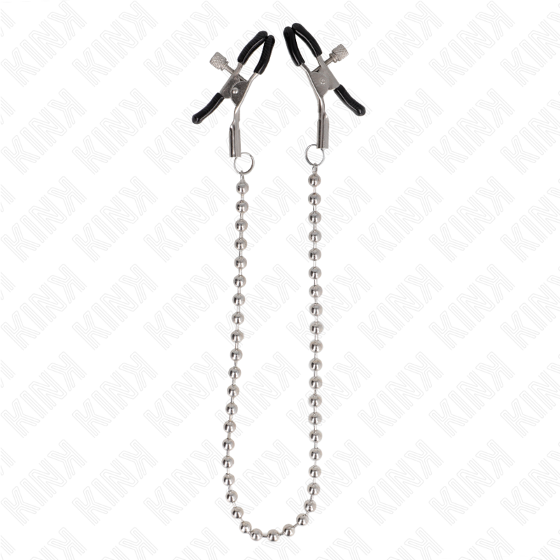 KINK - MORSETTI PER CAPEZZOLI A CATENA DI PERLINE 30 CM - KINK COLLAR & GAG | Lingerie Harness Boutique