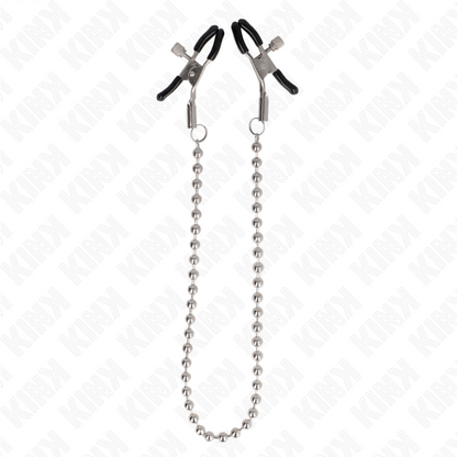 KINK - MORSETTI PER CAPEZZOLI A CATENA DI PERLINE 30 CM - KINK COLLAR & GAG | Lingerie Harness Boutique