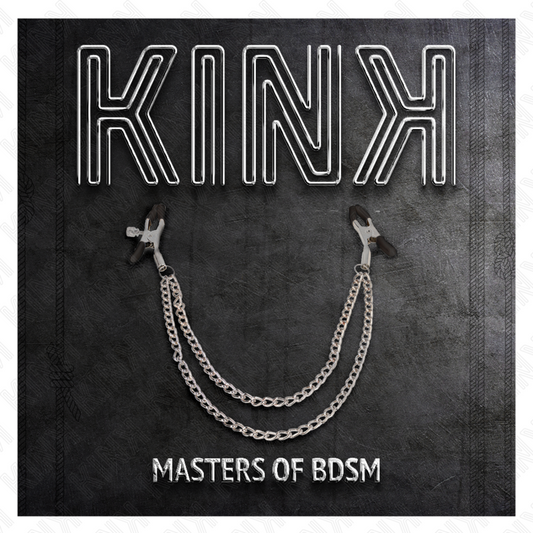 KINK - PINZE PER CAPEzzoli CON 2 CATENE SPESSE ARGENTO 20/23 CM - Lingerie Harness Boutique | Lingerie Harness Boutique