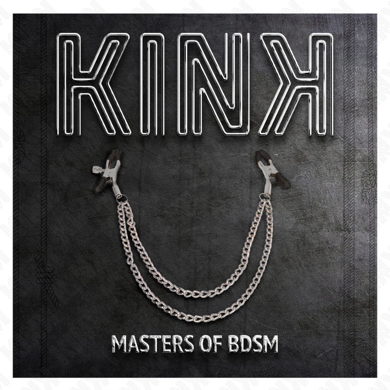 KINK - PINZE PER CAPEzzoli CON 2 CATENE SPESSE ARGENTO 20/23 CM - Lingerie Harness Boutique | Lingerie Harness Boutique