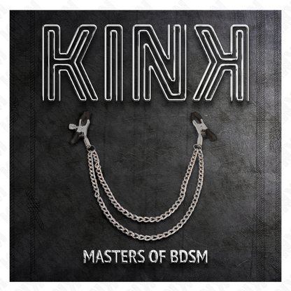 KINK - PINZE PER CAPEzzoli CON 2 CATENE SPESSE ARGENTO 20/23 CM - Lingerie Harness Boutique | Lingerie Harness Boutique