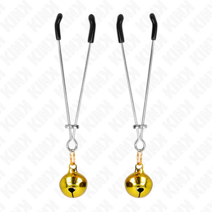 KINK - PINZE PER CAPEZZOLI A CAMPANA SOTTILE ORO 7 CM - KINK COLLAR & GAG | Lingerie Harness Boutique
