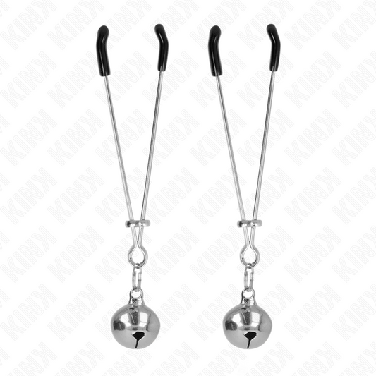 KINK - PINZE PER CAPEZZOLI A CAMPANA SOTTILE ARGENTO 7 CM - KINK COLLAR & GAG | Lingerie Harness Boutique