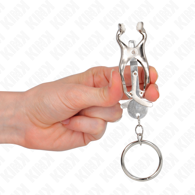 KINK - MORSETTI PER CAPEZZOLI CON O-RING TRIFOGLIO GIAPPONESE ARGENTO - KINK COLLAR & GAG | Lingerie Harness Boutique
