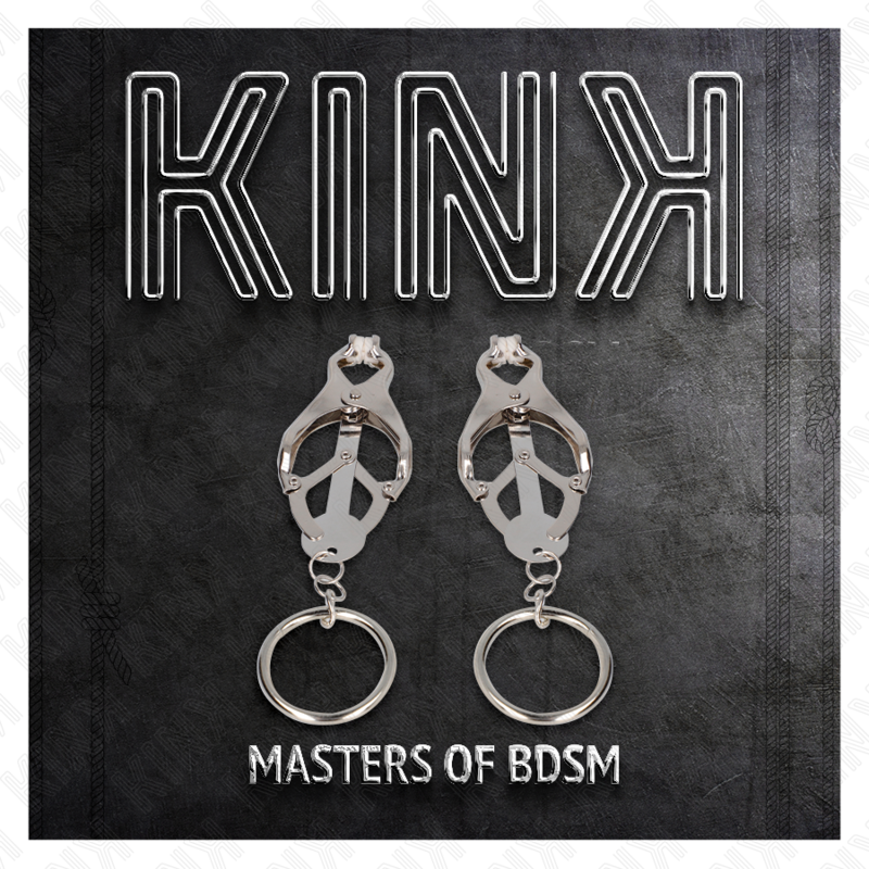 KINK - MORSETTI PER CAPEZZOLI CON O-RING TRIFOGLIO GIAPPONESE ARGENTO - KINK COLLAR & GAG | Lingerie Harness Boutique
