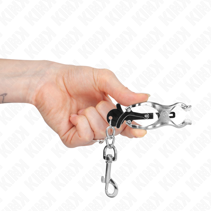KINK - PINZE PER CAPEZZOLI TRIFOGLIO GIAPPONESE CON GANCI ARGENTO - KINK COLLAR & GAG | Lingerie Harness Boutique