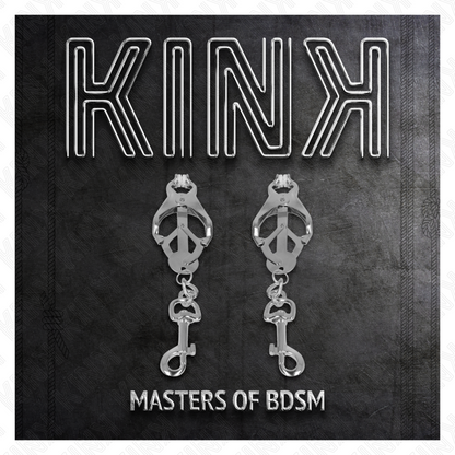 KINK - PINZE PER CAPEZZOLI TRIFOGLIO GIAPPONESE CON GANCI ARGENTO - KINK COLLAR & GAG | Lingerie Harness Boutique
