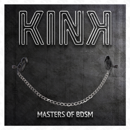 KINK - MORSETTI PER CAPEZZOLI A CATENA PIATTA ARGENTO 30 CM - KINK COLLAR & GAG | Lingerie Harness Boutique